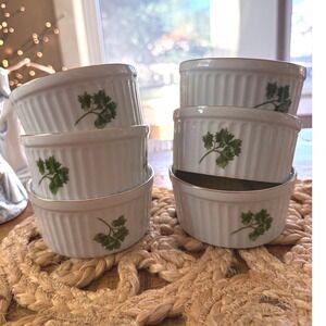 Set 6 Vintage Andrea Sadek Parsley Oven to Table Cookware Ramekins 7377 4" Bowls